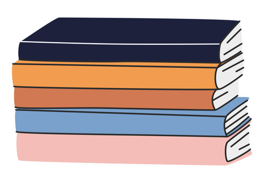 recommend clip art: Books stack. Textbook pile, novels. Modern paper literature for education study, reading, knowledge.