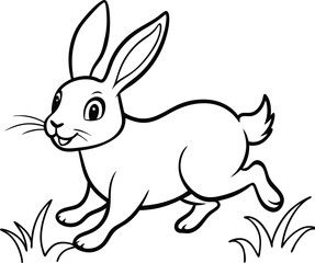 Kids will love this cute rabbit coloring page with playful black and white illustrations, perfect for young artists.
