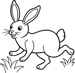 Creative rabbit coloring page for children, with cute black and white illustrations that inspire colorful imagination.
