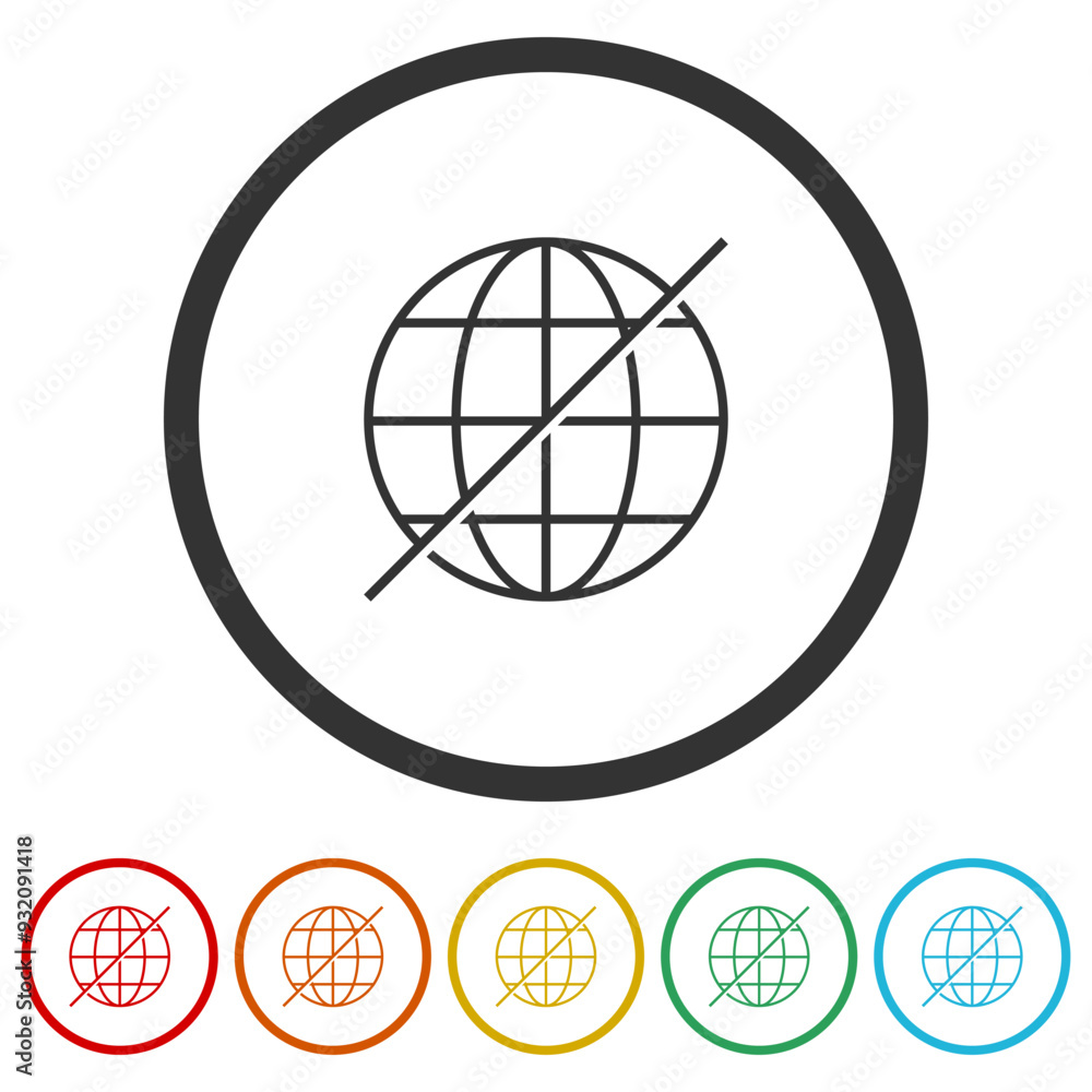 Poster offline internet icon. set icons in color circle buttons
