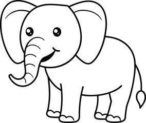 Adorable elephant coloring page for kids perfect for fun and creativity in black and white graphics
