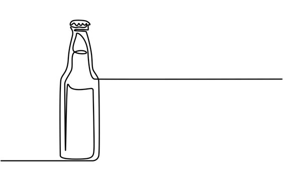 recommend clip art: Beer glass and bottle one continuous line drawing vector illustration. Pro vector, Simple continuous one line drawing of beer glass and bottle. Isolated on white background vector illustration. 