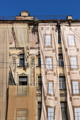 Repair-construction work of the facade of an old building