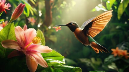 Fototapeta premium hummingbird at the flower