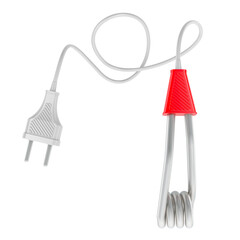Immersion Water Heater. Electrical appliance for heating water, 3D rendering isolated on transparent background
