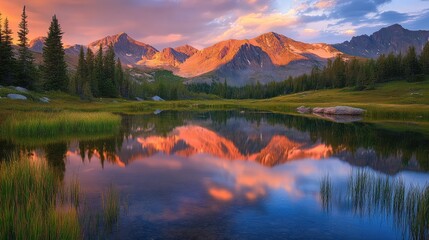 Fototapeta premium sunset over the lake