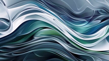 Abstract Swirling Blue and Green Waves