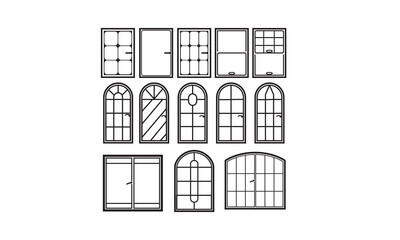 Window simple Vector bundle, Clipart, Silhouette, Vector, icons, illustration, design.