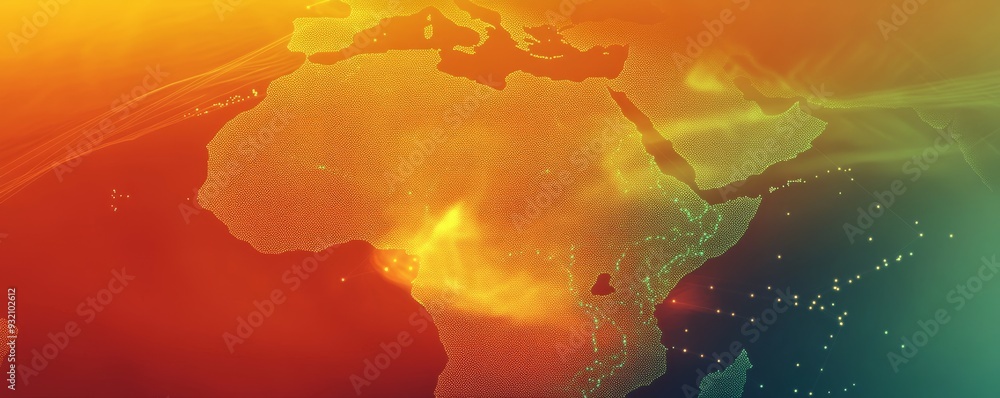 Wall mural Digital art representation of the African continent with vibrant colors