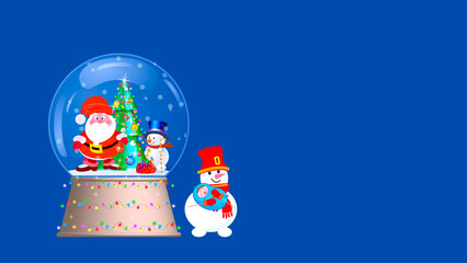 Christmas snow globe, copy space.