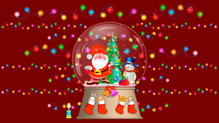 Christmas snow globe, copy space.