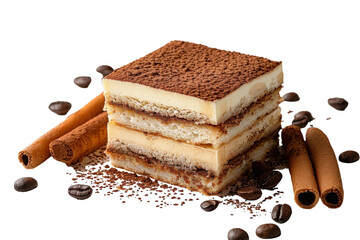 Decadent Tiramisu Cake Isolated On Transparent Background