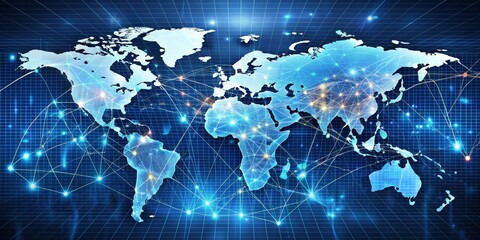 Global Network Connections, World Map, Digital, Technology, Connectivity