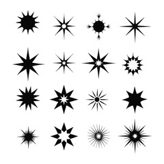 Christmas Theme Black Starburst Icons Vector Illustration.