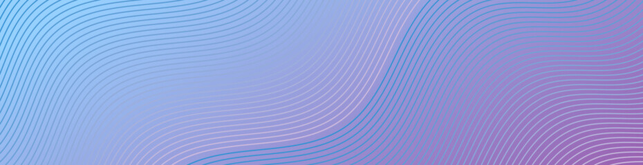 Abstract background with lines and waves. Web banner size. Element for design. Vector background for brochure, booklet, flyer, poster. Purple and blue gradient