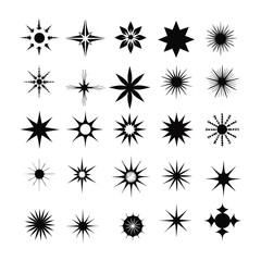 Christmas Theme Black Starburst Icons Vector Illustration.