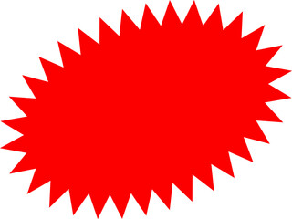 Starburst red sticker set - collection of special offer sale oval and round shaped sunburst labels and badges. Promo stickers with star edges. Vector.