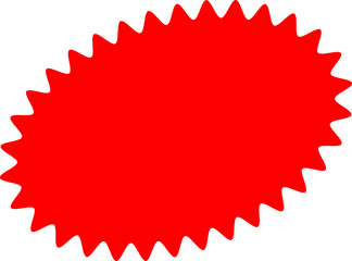 Starburst red sticker set - collection of special offer sale oval and round shaped sunburst labels and badges. Promo stickers with star edges. Vector.
