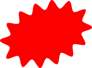 Starburst red sticker set - collection of special offer sale oval and round shaped sunburst labels and badges. Promo stickers with star edges. Vector.