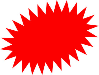 Starburst red sticker set - collection of special offer sale oval and round shaped sunburst labels and badges. Promo stickers with star edges. Vector.