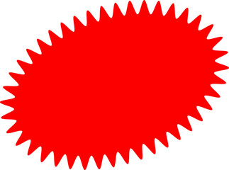 Starburst red sticker set - collection of special offer sale oval and round shaped sunburst labels and badges. Promo stickers with star edges. Vector.