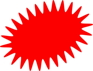 Starburst red sticker set - collection of special offer sale oval and round shaped sunburst labels and badges. Promo stickers with star edges. Vector.
