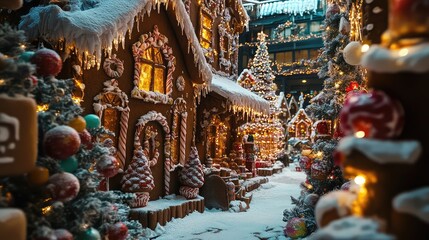 Obraz premium Gingerbread Village with Christmas Tree
