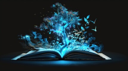 Mystical Tree Emerging From an Open Book