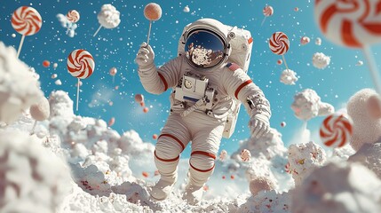 Astronaut Floating in Candy Land