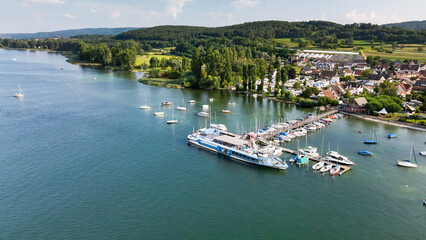 Fototapeta premium Top view at the Iznang Bodensee area