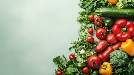 Obraz premium Fresh Organic Vegetables on Green Background