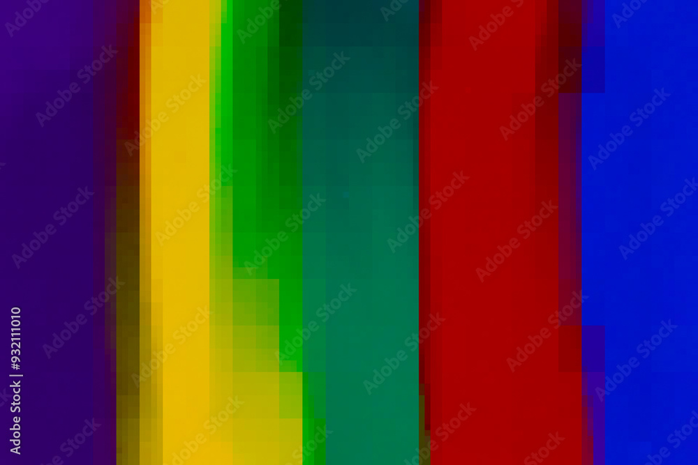 Poster vertical bands in vibrant color abstract background with pixel effect