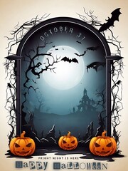 halloween banners set.halloween background with pumpkins.Happy Halloween creative poster design. Calligraphy with pumpkin, cartoon castles, scary trees. Can be used for banners, posters, invitation.