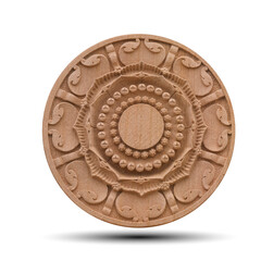 Sandstone carvings in the shape of circular flowers isolated on white background. This has clipping path.