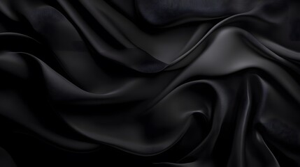 Fototapeta premium Abstract Black Silk Fabric with Flowing Folds