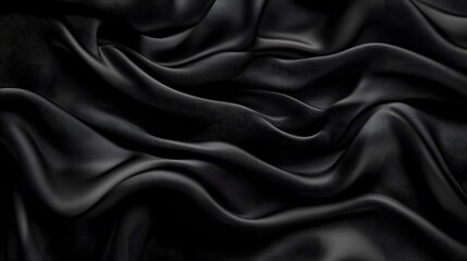 Fototapeta premium Abstract Black Fabric with Flowing Curves and Textures
