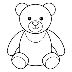 2D Teddy Bear Seated on White Background line art vector illustration