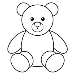 2D Teddy Bear Seated on White Background line art vector illustration