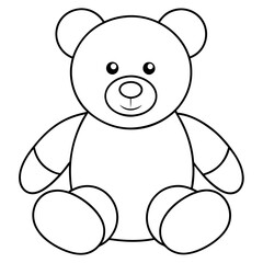 2D Teddy Bear Seated on White Background line art vector illustration