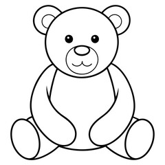 2D Teddy Bear Seated on White Background line art vector illustration