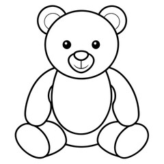 2D Teddy Bear Seated on White Background line art vector illustration