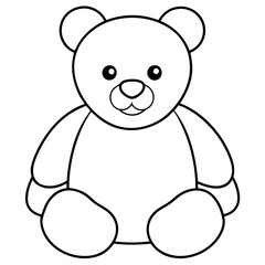 2D Teddy Bear Seated on White Background line art vector illustration