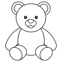2D Teddy Bear Seated on White Background line art vector illustration