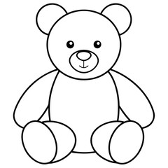 2D Teddy Bear Seated on White Background line art vector illustration