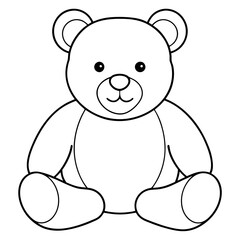 2D Teddy Bear Seated on White Background line art vector illustration