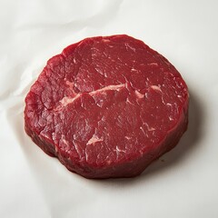 Fototapeta premium Raw beef eye of round steak silhouette, featuring its round, uniform shape.