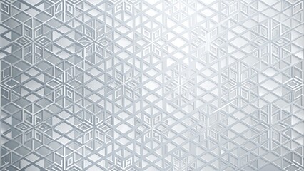 White Geometric Snowflake Pattern, Abstract, 3D, Geometric, Pattern, Snowflake