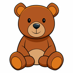 2D Teddy Bear in a Seated Pose on a White Background