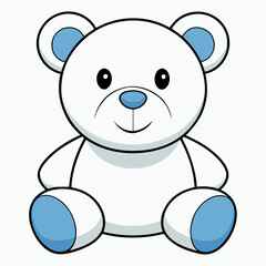 2D Teddy Bear in a Seated Pose on a White Background