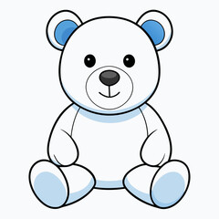 2D Teddy Bear in a Seated Pose on a White Background